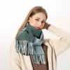 女性用スカーフファッション格子縞のスカーフ冬のパシュミナカシミアショール暖かいソリッドタッセル格子屋外ロングバンダナ筋肉質kimd22