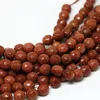 Beads Charms Natural Stone Gold-color Sandstone 4mm 6mm 8mm 10mm 12mm 14mm Faceted Round Jewelry Making Loose 15inch A05