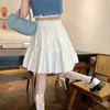 Skirts HOUZHOU Kawaii Cute Mini Skirt Women Korean Fashion Patchwork Fairycore High Waist Fluffy White Skirt Vacation Outfits Summer 230504