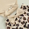 Kläduppsättningar Fashion Born Toddler Baby Girls Kläder Solid färg Ribbed Kort ärm Romper Flare Pants pannband 3st.