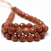 Beads Charms Natural Stone Gold-color Sandstone 4mm 6mm 8mm 10mm 12mm 14mm Faceted Round Jewelry Making Loose 15inch A05