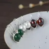 Dangle Küpe Fnj Yeşil Acate 925 Gümüş Orijinal Pure S925 Sterling Damla Küpe Kadın Mücevherleri Kırmızı Zirkon