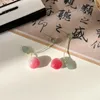 Boucles d'oreilles pendantes Minar belle dégradé rose couleur verre pêche longue pour les femmes perles vertes torsion pendentif goutte boucle d'oreille bijoux