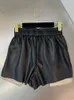 Women's Shorts DEAT Spring Fashion Contrast Color Pleated Patchwork Short Pants Women Elastic Waist Hip Wrap Leather Shorts Lady 11P01104 230504