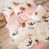 Bedding Sets Strawberry Star Printado cinza 4pcs menino menino capa de menino capa de capa de edredão adulto travesseiro de lençol infantil