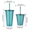 Tumblers 480700ML Flash Powder Water Bottle With Straws Lid Plastic Reusable Personalized Drinkware Coffee Drinking Cup Christmas Gifts 230503