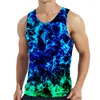 Heren tanktops Tie-dye patroon heren mouwloze ronde nek losse casual sportieve sportschool zomer 3d gradiënt print vest 6xl plus size top