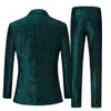 Herenpakken Blazers Green Jacquard herenpak voor heren met dubbele borsten herenkleding, studio -gastheer