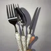 Dinnerware Sets 3 Piece Set Cutlery Rhinestones Knife Fork and Spoon Set 304 Stainless Steel Eco Friendly Travel Flatware Set Bling Dinnerware 230503