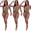 Kvinnors jumpsuits Rompers Sexig Leopard Print Jumpsuit Club Outfits For Women Party Midnight Mesh BodyCon Rompers Womens Jumpsuit Dance One Piece Overalls T230504