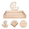 Set di stoviglie Eid Vassoio Utensile Ornamento da tavola islamico Snack Regalo Mubarak Ornamenti musulmani Segno di legno Ramadan in legno