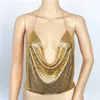 Canotte Canotte Estate Donna Elegante Sexy Lucido Struttura in metallo Reggicalze Top Club Backless Bralette Beach Halter Oro Paillettes Canotta Canotta 230503