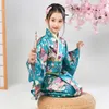 Ethnische Kleidung Traditionelle Kinder Kimono Yukata Kleid Japanischer Stil Mädchen Bademantel Kimonos Robe Kleid Vintage Print Blumen Bühnenshow