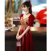 Party Dresses Toast Dress Bride Summer Wine Dress Female Chinese Small Man Engagement Dress Square Collar Dresses 230504