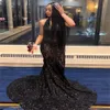 Sparkle Sequin Robe de soirée noire sexy v cou plus taille fille noire robes de bal de bal 2023 élégant anniversaire formel de fête de fête de fête