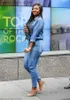 Women's Jumpsuits Rompers Large Size Jeans Jumpsuit Women Long Slim Pants Blue Feminino Spring Lady Denim Women Long Sleeve Lapel Belt Rompers 2023 New T230504