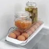 Storage Bottles Automatically Rolling Egg Container 2 Grids Dispenser Space Saving Tray For Refrigerator Countertop Cabinet