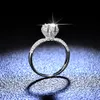 Eheringe Einfacher 6,5 mm großer Stein Europäischer VVS-Moissanit-Diamant-14-Karat-Weißgold-Moissanit-Ring