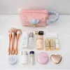 Bolsas de cosméticos Estuches 1 Juego de bolsa de maquillaje de flores de Color sólido con cremallera bolsa de cosméticos grande de pana suave bolsa de cosméticos de viaje para mujer conjunto de estuches de belleza Z0504