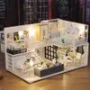 Akcesoria dla lalek Cutebee DIY Dollhouse Zestaw drewniany dom do lalki miniaturowy zestaw do mebli do domu zabawki dla dzieci prezent świąteczny 230503