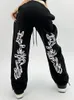 Calças femininas Capris Houzhou Hip Hop Gothic Black Joging Sweatpante de moletom de tamanho Y2K KPOP KPOP Baggy Troushers Harajuku Graphic Wide Leg Sports 230503