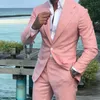 NOWOŚĆ PINK LENA MEN SUTS GROOM Wedding Tuxedo 2piece strój oblubieńca Casual Best Man Attire Groomsmen Blazer Thernos Slim Costume Homme