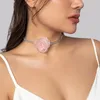 Kedjor garn choker halsband mode camellia punk gotisk kedja smycken gåva för kvinnor flicka fest bankett