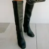 Stivali ginocchini donne alte donne autunno inverno in pelle giunta bloccato signore tacchi neri lunghi zipper vintage femmina scarpe1