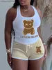 سراويل للسيدات من قطعتين LW Love Lover Bear Cartoon Print String it U.