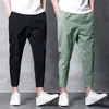 Hommes Pantalon Coréen Élastique Casual Crayon Cheville Longueur Printemps Surdimensionné Homme Pantalon De Mode Streetwear Noir Kaki Vert 230504