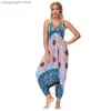 Damen-Overalls Strampler Helisopus Tie-Dye Bohemian Sling Jumpsuit Ärmelloser rückenfreier Tie-Overall mit tiefem Schritt Haremshose Lässige Hippie-Damenbekleidung T230504