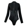 Sexy black PU jumpsuit role-playing search officer tight motorcycle queen nightclub long sleeves catsuit