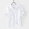Camisetas Verano Casual Simple Algodón Lino Manga corta Refrescante y camisa de moda para hombres