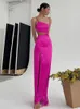 Abiti da festa Stain Silk Cut Out Spaghetti Strap Nappe Maxi per le donne Elegante vita alta Nappa Hollow Spring Ladies 230504