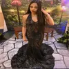 Sparkle Sequin Black Evening Dress Sexy V Neck Plus Black Girls Prom Plants 2023 Элегантное формальное день рождения Женское вечерин