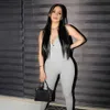 Women's Jumpsuits Rompers Sisterlinda Ribbed Knitted Sexy Jumpsuit Women Body Suit Lace Up V-Neck Rompers Female Bodysuits Solid Casual Playsuits Overalls T230504