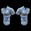 Mäns avslappnade skjortor Foreign Slim Lapel Printing Spot Blue Hawaiian Vacation Beach kortärmad skjorta M-3XL