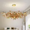 Lampes suspendues Feuille de Ginkgo Salon Lustre Escaliers Lumière Luxe Lobby El Lights