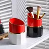 Bouteilles De Stockage Creative Forme De Rouge À Lèvres Tasse En Céramique Pour Pinceau De Maquillage Crayon Couteau Fourchette Bocal Décoratif Conteneur De Table Cadeaux Personnalisés