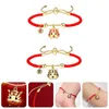 Braccialetti con ciondoli 2 pezzi Rosso Donna Corda Catena da polso Cordoncino Anno Charms Intrecciato Coppia fortunata