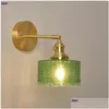Wall Lamps Iwhd Nordic Modern Copper Lamp Sconce Switch Green Glass Japan Style Bathroom Mirror Stair Light Wandlamp Applique Murale Dhrqm