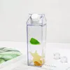 Tumblers 500ml1000ml Creative Home Milk Carton Carton Water Bottle Прозрачная пластиковая портативная прозрачная коробка для хранения молока 230503