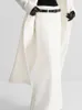 Kjolar ficka solid kjol kvinnor vår mode låg stigning midja a-line raka vita faldas botten enkla elegant slits maxi kjolar 230503