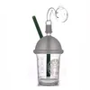 Mini bécher Bong Starbucks tasse barboteur eau Bongs conduites d'eau en verre épais plates-formes pétrolières narguilé avec clou sans dôme et tuyau de brûleur à mazout en verre de 14 mm