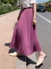 Spódnice elegancka elegancka hulekowana długa spódnica z ladą koreańską modę kawaii elastyczna wysoka talia ol szyfonowa spódnice K77 230504
