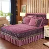 Bedding Sets Crystal Velvet Gray Thick Bed Skirt Lace Bedspread Pillowcase 1/3pcs Girls Bedclothes Sheet Wedding Home #sw