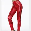 Leggings da donna Donna in pelle con apertura sul cavallo Sport sexy Skinny Flash PU Mutandine con cerniera nascosta Pantaloni per coppia Costume da sesso all'aperto Pantaloni