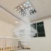 Chandeliers Modern Penthouse Floor K9 Square Crystal Villa Hall Lamp L60 W60 H120cm Optional