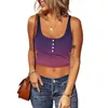 Camisoles Tanks Women Sexy Strap Print Crop Top -knapp ner ärmlös skjorta Summer Low Cut Fitted Topps Tank Vest