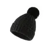 Mützen Beanie/Totenkopfmützen Winter Strickmütze einfarbige Dame mit flauschigem Acryl warm bedecktem Kopf Wolle Frauen Hut Mützen für Oliv22